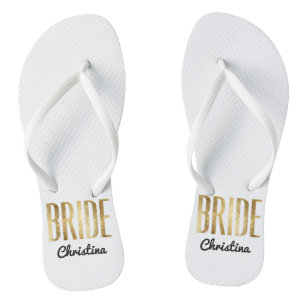 Tongs Chic Faux Gold Bride Mariage Bachelorette