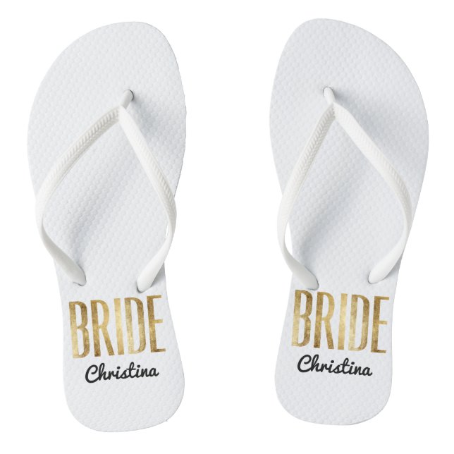 Tongs Chic Faux Gold Bride Mariage Bachelorette (Semelle)