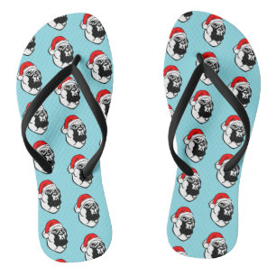 Tongs Chien Bullmastiff avec Motif de Noël Santa Hat