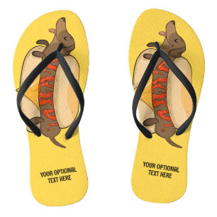 Tongs Chien chaud de texte personnalisé