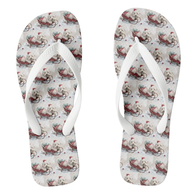 Tongs Chien Coton De Tulear Noël Festif (Semelle)