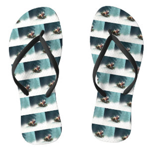 Tongs Chien de Noël neige hiver