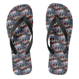 Tongs Chien de Terre-Neuve Noël Festif