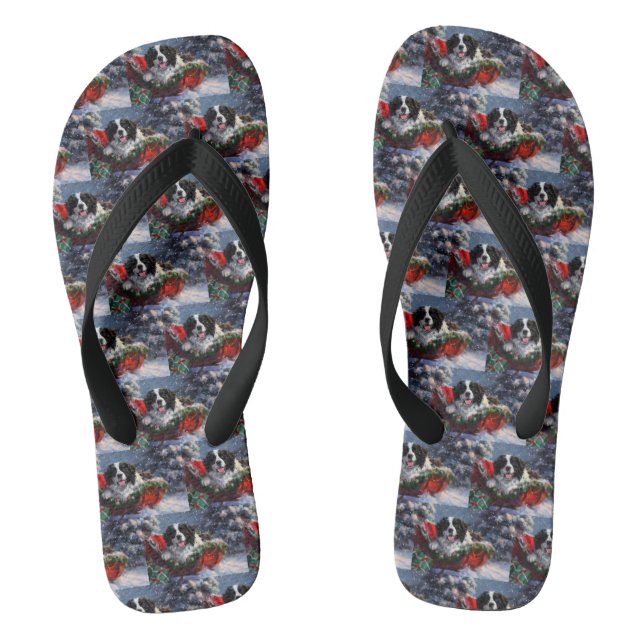 Tongs Chien de Terre-Neuve Noël Festif (Semelle)