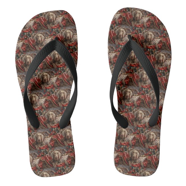 Tongs Chien Weimaraner Noël Festif (Semelle)