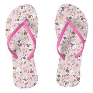 Tongs Chiens de comptage sur coton bonbon rose