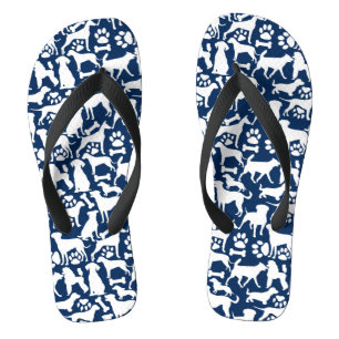 Tongs Chiens et pattes motif 02.b DBlue BG