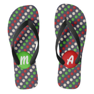 Tongs Chiffres blancs verts rouges personnalisables