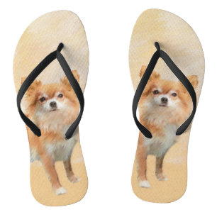 Tongs Chihuahua Peinture de Chien à long Haired Art orig