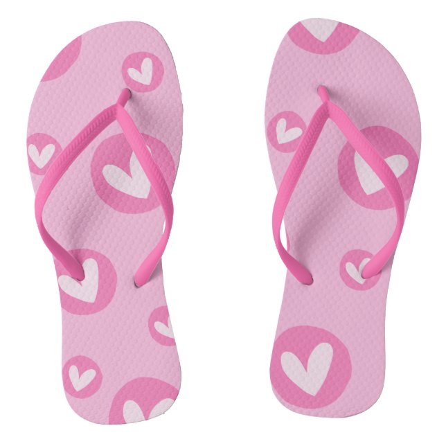 Tongs Chinelos Rosa com Padrão de Corações (Semelle)
