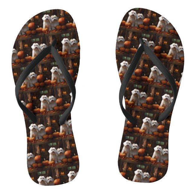 Tongs Chiot Coton De Tulear Délice d'Automne Citrouille  (Semelle)