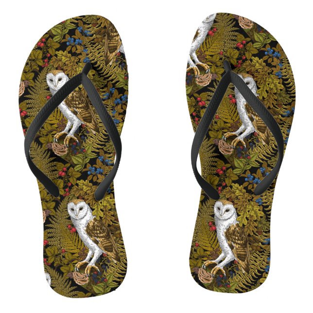 Tongs Chouettes, fougères, chênes et baies 2 (Semelle)