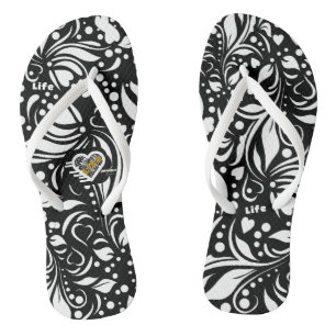 Tongs Citation de vie Black Paisley Flip Flops par Adiel
