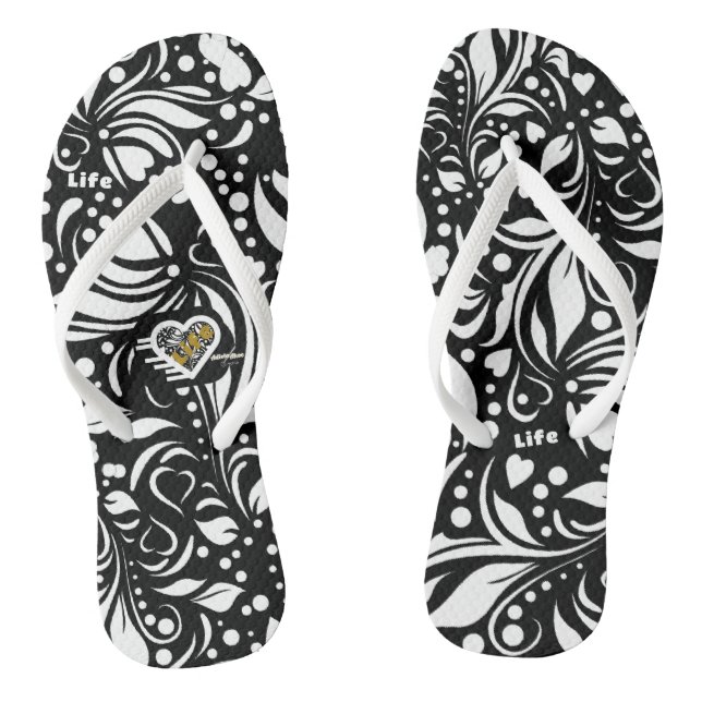 Tongs Citation de vie Black Paisley Flip Flops par Adiel (Semelle)