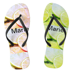 Tongs Citron vert jaune simple ajouter un nom minimal pe