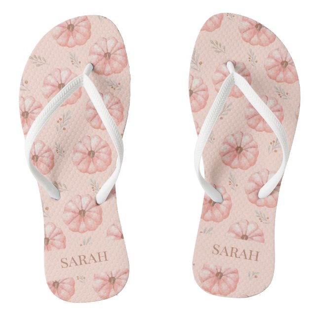 Tongs Citrouille aquarelle orange mignonne automne   (Semelle)