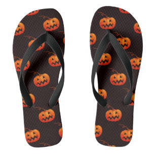 Tongs Citrouilles d'Halloween, Citrouilles Orange Farce 