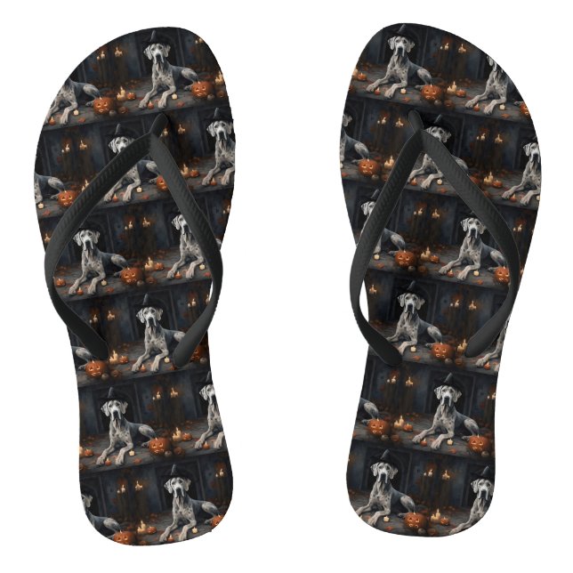 Tongs Citrouilles Great Dane Halloween Épouvantable Flip (Semelle)