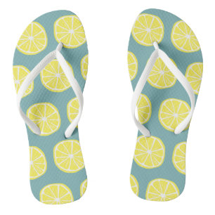 Tongs Citrus Citron Fruit Tropique Été Vert Jaune