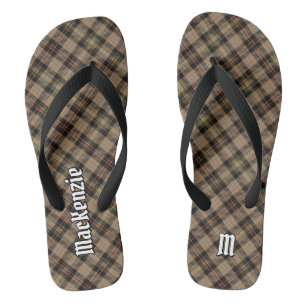 Tongs Clan MacKenzie Chasse Brown Tartan Tlip Flops