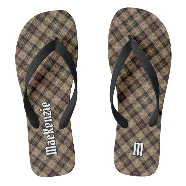 Tongs Clan MacKenzie Chasse Brown Tartan Tlip Flops (Semelle)