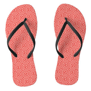 Tongs Clé grecque, nuances de rose corail