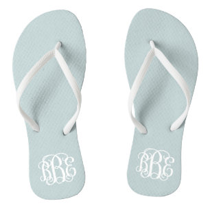 Tongs Cloud Blue Preppy Script Monogramme