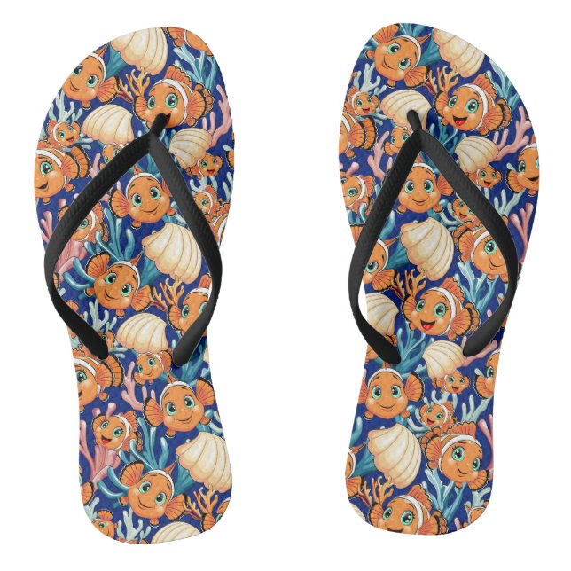 Tongs Clown fish Cartoon cute Family Underwater (Semelle)