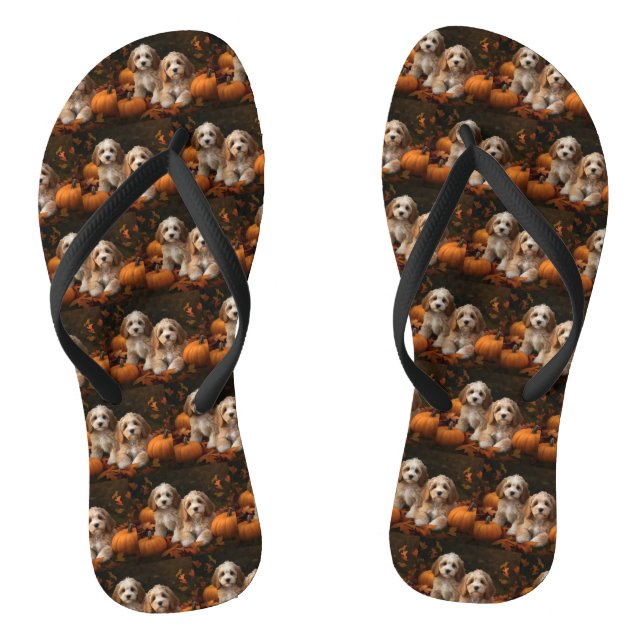 Tongs Cockapoo chiot Automne Délice Citrouille  (Semelle)