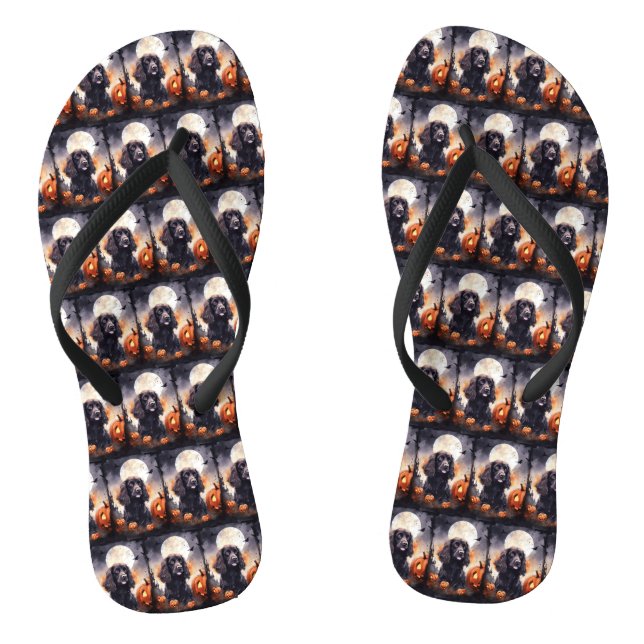 Tongs Cocker Spaniel Halloween avec citrouilles  (Semelle)
