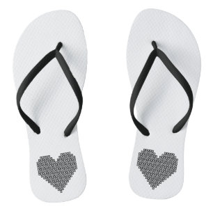 Tongs Coeur de pixel noir