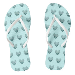 Tongs Coeur de plumes dans vert tendre