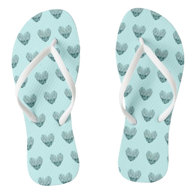 Tongs Coeur de plumes dans vert tendre (Semelle)