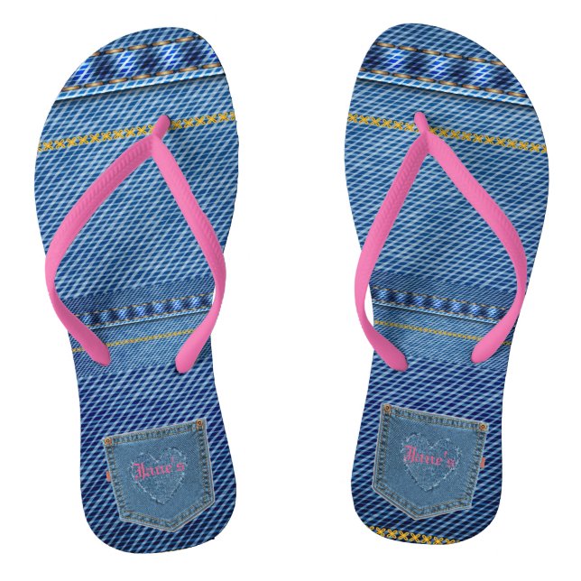 Tongs Coeur - Jean Look Flip Flops (Semelle)