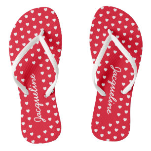 Tongs Cœurs blancs mignons rose rouge