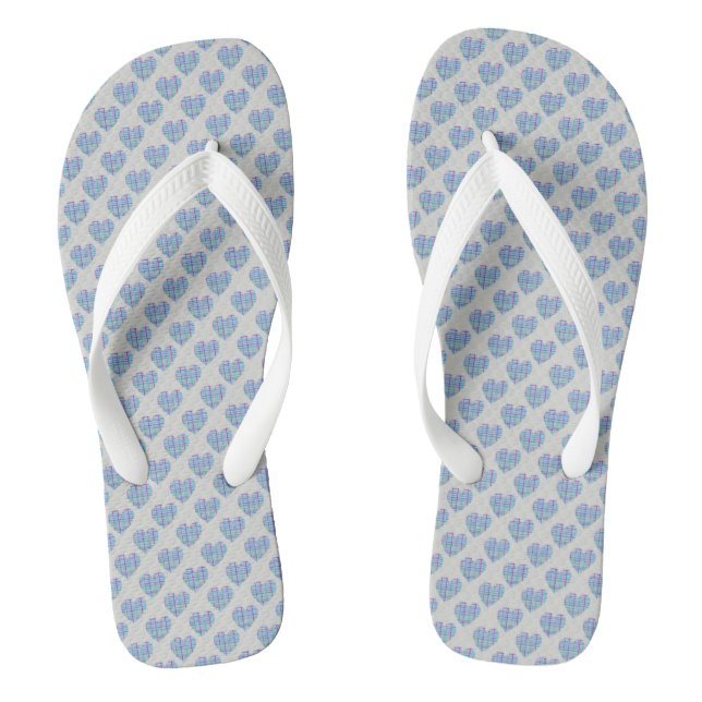 Tongs Coeurs bleus sur gris caillou (Semelle)