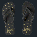 Tongs Coeurs d'amour Black & Gold<br><div class="desc">Très tendance et très chic,  offrez-vous ou une personne spéciale à ce coeur d'amour noir et or tongs.</div>
