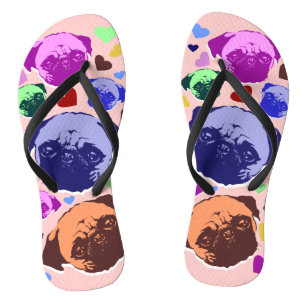 Tongs Coeurs d'amour de chiot de carlin