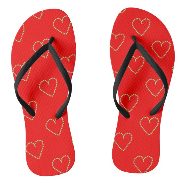Tongs Coeurs en forme de coeur sur rouge (Semelle)
