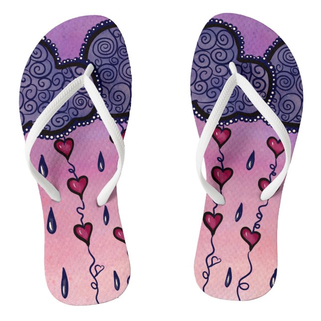 Tongs Cœurs mignons et gouttes de pluie (Semelle)