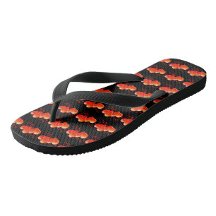 Tongs Coeurs orange rouge joli symbole motif de l'amour