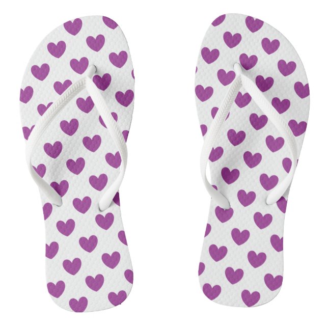 Tongs Coeurs polka violet sur blanc (Semelle)