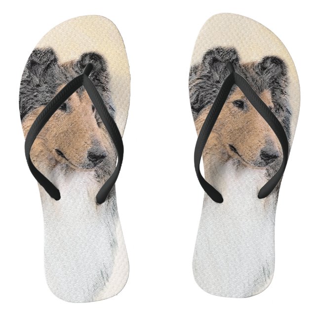 Tongs Collie (Rough) Peinture - Cute Original Chien Art (Semelle)