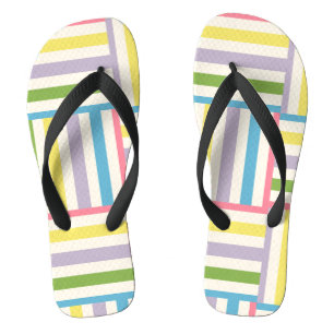 Tongs Coloré été rayé blocs motif