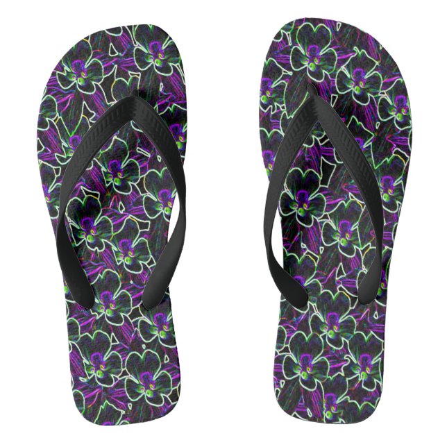 Tongs Columbine dans Neon Motif Flowers Flip Flops (Semelle)