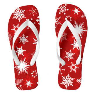 Tongs Conception de flocon de neige rouge et blanc de No