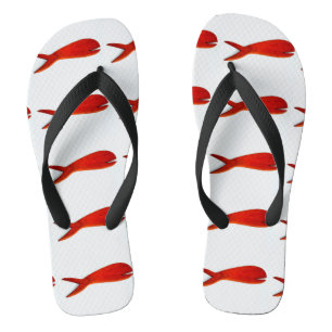 Tongs conception rouge de poissons