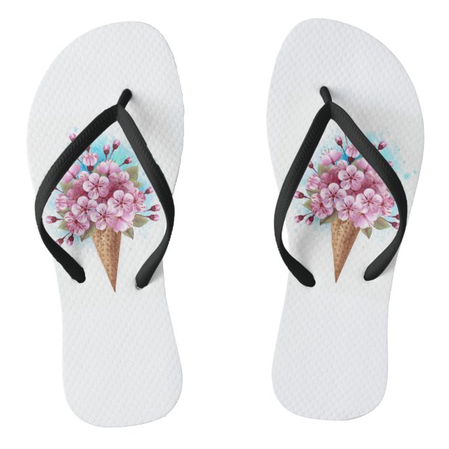 Tongs Cône rose Sakura crème glacée gaufre (Semelle)