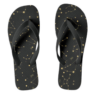 Tongs Constellations du zodiaque noir et or