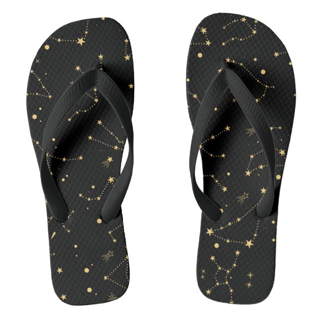 Tongs Constellations du zodiaque noir et or (Semelle)